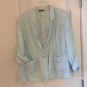 Eileen Fisher linen blazer pale aqua